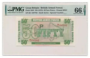 イギリス紙幣 50 新ペンス 1972 PMG MS 66 EPQ 宝石未流通 39,325円