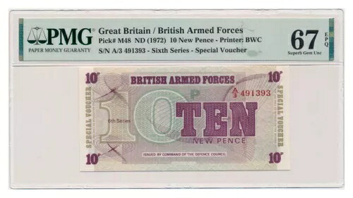 イギリス紙幣 10 新ペンス 1972 PMG MS 67 EPQ 素晴らしい宝石 未流通