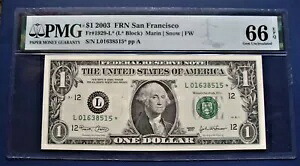 2003 $1 サンフランシスコ スター交換ノート ジェム Unc 66 EPQ PMG