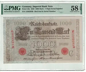 ドイツ 1000 マーク 21.4.1910 ピック番号 44b PMG: 58 EPQ Choice AUNC。 (#PL1294)