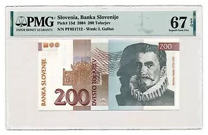 スロベニア紙幣 200 Tolarjev 2004 PMG グレード MS 67 EPQ 素晴らしい宝石 未流通 39,325円