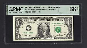 米国連邦政府 1 ドル 2001 Fr#1927-F* (F* ブロック) UNC グレード 66