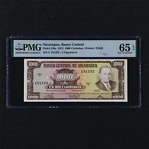 1972 ニカラグア バンコ セントラル 1000 コルドバス ピック#128a PMG 65 EPQ ジェム UNC