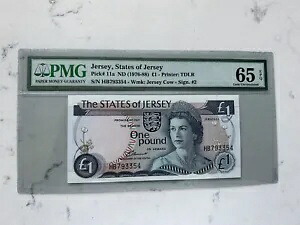 ジャージ 1976 1 ポンド GBP1 P11a QEII GEM UNC PMG 65 EPQ