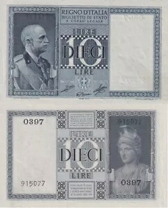 イタリア 10 リラ 1939 P 25 c UNC