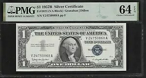 US 1 ドル 1957B PMG 64 EPQ UNC Fr #1621 シルバー証明書グラナハン/ディロン