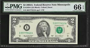 US 2 ドル 2003A PMG 66 EPQ UNC Fr #1938-I FRN ミネアポリス