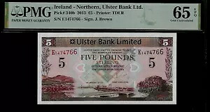 アイルランド - 北部 5 ポンド 2013 PMG 65 EPQ UNC P# 340b Ulster Bank Ltd.