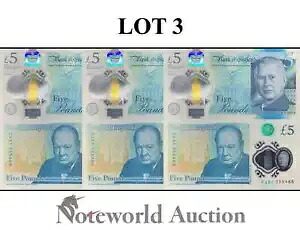イギリス イングランド ロット 3 ～ 5 ポンド 2023 / 2024 チャールズ 3 世 P ニューポリマー UNC