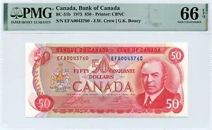 1975 $50 カナダ銀行 BC-51b - PMG ジェム UNC 66 EPQ