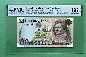 アイルランド ノーザン 1998 10 ポンド GBP10 P136a シリアル AA000 ジェム UNC PMG 66 EPQ レア!
