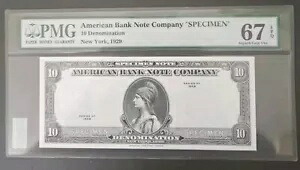 アメリカ銀行券会社「10」額面 1929 年標本 CU
