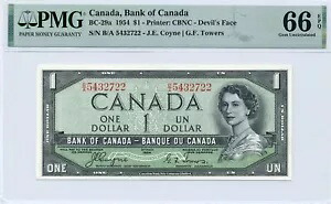 1954 $1 DEVIL'S FACE カナダ銀行 BC-29a B/A - PMG ジェム UNC 66 EPQ