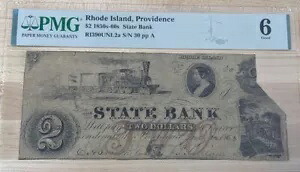プロビデンス RI 州立銀行ロードアイランド旧通貨 $2 紙幣 1863 PMG Good 6