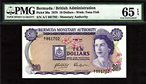 バミューダ $10 QEII 1978 ピック-30a GEM UNC PMG 65 EPQ
