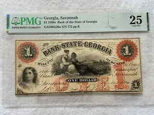 1860年代 ジョージア州銀行、サバンナ $1 1ドル PMG格付