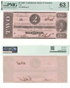 1862 $2 南軍メモ PMG Ch Unc-63 T-54