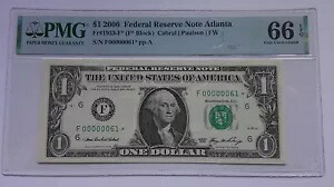 2006 US Fed Res $1 Star Note Gem Unc 66 EPQ LOW 数値シリアル #00000061
