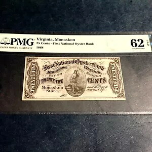 レア - 25 セント ファースト ナショナル バンク バージニア州モナスコン UNC PMG 62 EPQ CD