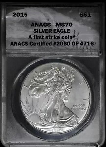 2015 $1 アメリカン シルバー イーグル ANACS MS 70 |ファーストストライク UNC BU
