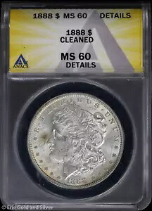 1888-P $1 モルガン シルバー ダラー ANACS MS 60 詳細 |非流通UNC