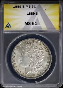 1889-P $1 モルガン シルバー ダラー ANACS MS 61 |非流通UNC