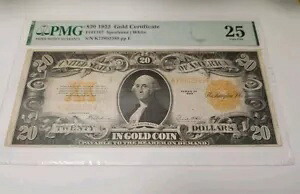 非常に美しい、大胆で鮮明なVF+ 1922年 20ドル金券 PMG 25｜WORLD RESOURCE【QUEEN店】