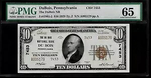 米国ペンシルベニア州デュボア 10ドル 1929 PMG 65 UNC Fr #1801-2 デュボア NB｜WORLD RESOURCE【QUEEN店】