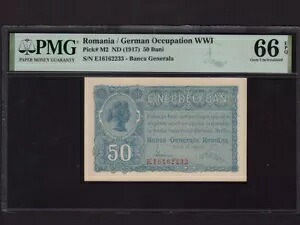 ルーマニア:P-M2,50 Bani,1917 * Banca General? Rom?n? * PMG Gem UNC 66 EPQ *|WORLD RESOURCE【QUEEN店】