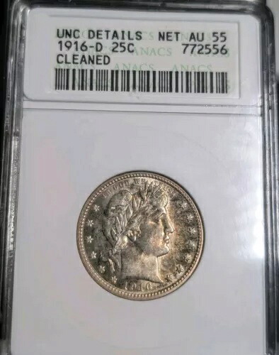 1916-D Barber Quarter ANACS SOAPBOX NET AU-55 UNC 詳細 OH|WORLD RESOURCE【QUEEN店】