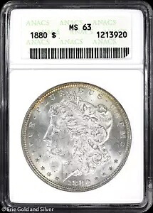 1880-P $1 モルガン シルバー ダラー ANACS MS 63 |ソープボックス非循環UNC|WORLD RESOURCE【QUEEN店】