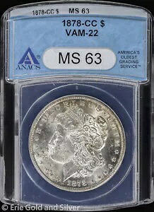1878-CC $1 モルガン シルバー ダラー ANACS MS 63 | VAM-22 非流通 UNC