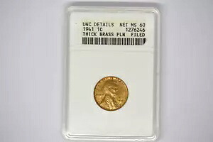 1941 リンカーン セント - 厚い真鍮のプランシェット - ANACS Unc.詳細はネットMS-60。レア！