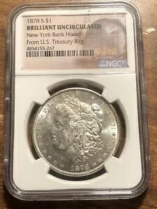 1878-S ニューヨーク銀行の貯蓄モーガン シルバー ダラー NGC BU 素晴らしい Unc MS!レア***