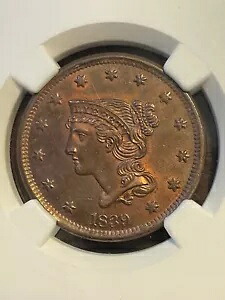 NGC UNC 詳細 1939 年コロネットヘッド 1840 年のラージセントリバース クリーニング済み