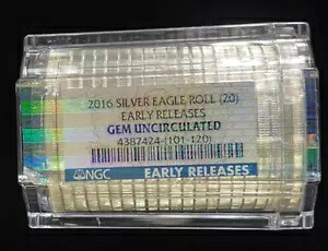 2016 シールド シルバー イーグル 20 ロール - NGC 認定宝石 UNC 初期リリース