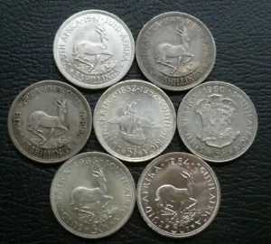 南アフリカ クラウン サイズ シルバー 5/- & 50c 1947-1964 選択 EF ～ UNC メニューを参照