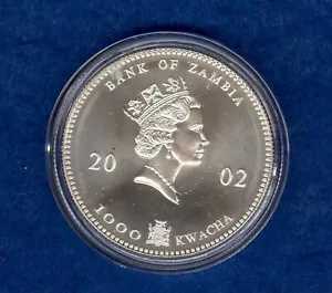 2002 ザンビア銀行 1000 クワチャ銀貨 KM#159