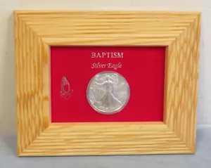 UNC 2024 アメリカン シルバー イーグル「BAPTISM」ワイド木製フレーム