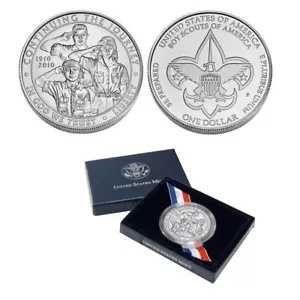 米国造幣局 2010-P ボーイスカウト記念シルバーダラー UNC 箱付き COA OGP