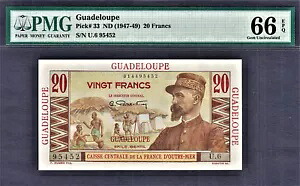 グアドループ 20 フラン ND (1947-49) Pick-33 GEM UNC PMG 66 EPQ｜WORLD RESOURCE【QUEEN店】 103,950円