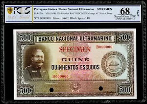 500 エスクード ND (1958) ポルトガル ギニア 標本 PCGS 68 OPQ 素晴らしい宝石 UNC｜WORLD RESOURCE【QUEEN店】