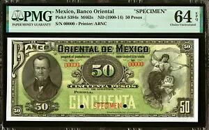 メキシコ バンコ オリエンタル 50 ペソ ND (1900-1914) 標本 P-S384s CH UNC PMG 64 EPQ｜WORLD RESOURCE【QUEEN店】