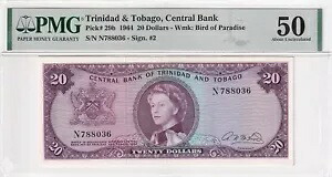 トリニダード・トバゴ、20 ドル、1964 年、AUNC、p29b|WORLD RESOURCE【QUEEN店】