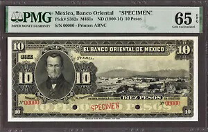 メキシコ バンコ オリエンタル 10 ペソ ND (1900-14) 標本 P-S382s GEM UNC PMG 65 EPQ