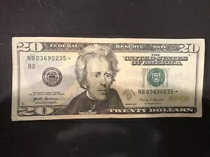 2017 $20 スターノート 3,200,000 ランサイズ シリアル番号 NB03690235*