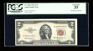 DBR 1953-A $2 法定神父1510 PCGS 35 シリアル A46804434A