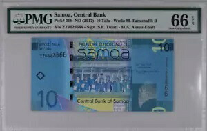 2017 サモア 10 タラ紙幣 UNC PMG 66 ZZ