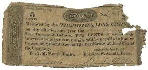 1837 Philadelphia Loan Company、ペンシルバニア州フィラデルフィア 5c ノート (59356)