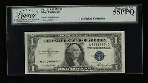 DBR 1935-E $1 シルバー Fr. 1614 NG ブロック レガシー 55 PPQ シリアル N59189864G 37,895円